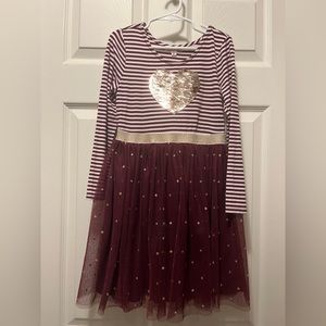 Maroon and gold heart girls 6x dress